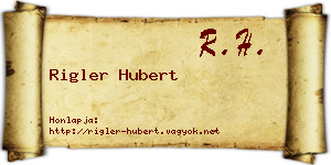 Rigler Hubert névjegykártya